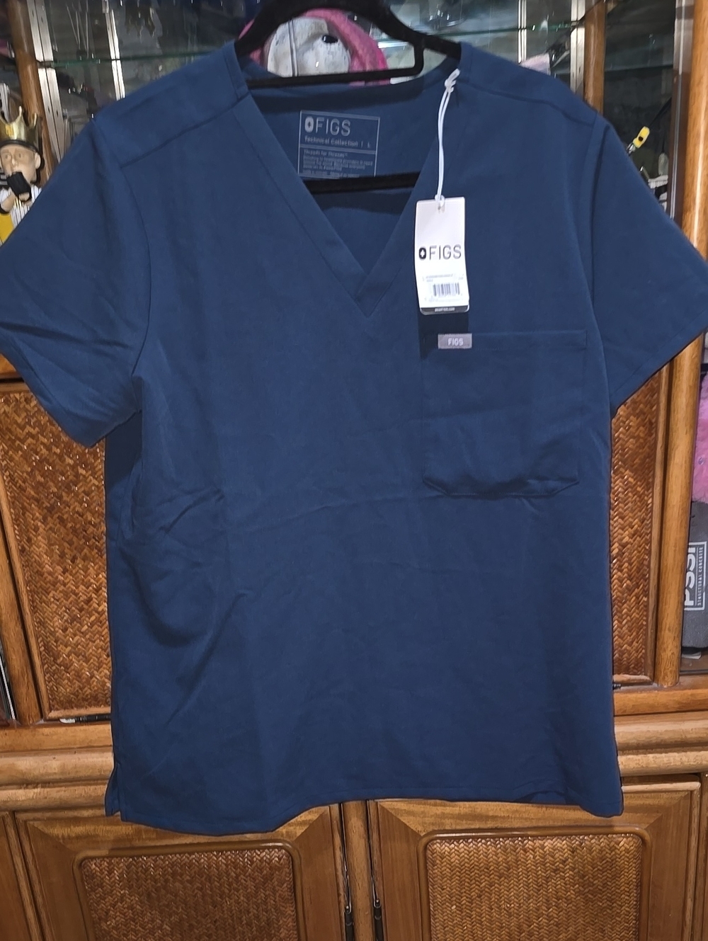 FIGS CATARINA 1 POCKET SCRUB TOP DARK HARBOR